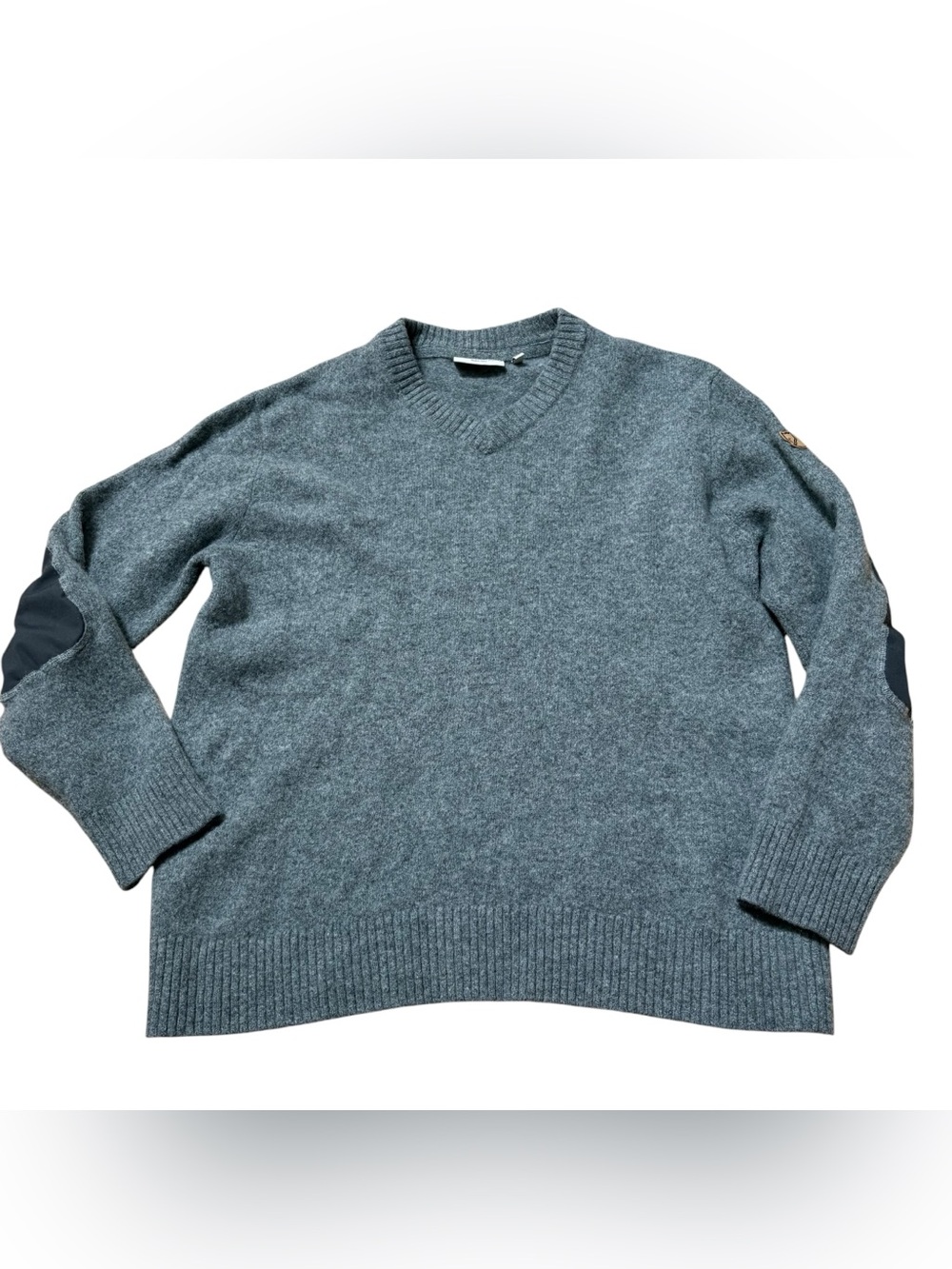 Fjallraven Ovik V Neck Wool Sweater Men Gray Size XXL